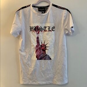 Hustler Hollywood White Short Sleeve Tee with Graphic Design